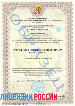 Образец сертификата соответствия аудитора №ST.RU.EXP.00006174-1 Тихвин Сертификат ISO 22000