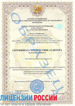 Образец сертификата соответствия аудитора №ST.RU.EXP.00006191-3 Тихвин Сертификат ISO 50001